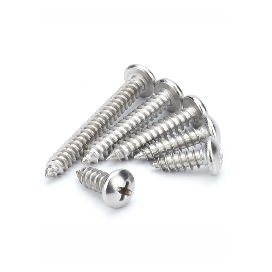 304 Stainless Steel Round Head Cross Self tapping Screw, Pan Head Cross Wood Screw,  M1 M2 M3 M3.5