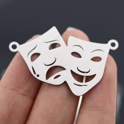 3pcs Comedy and Tragedy Mask Charms Stainless Steel Pendant Jewelry Making Necklace Bracelets Theatre Mask diy Metal Materials