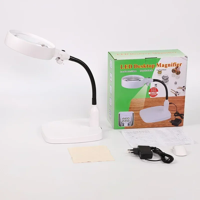 

110v-240v Acrylic Lens Phone Screen Magnifier 8X Loupe Helping Hand Soldering Magnifying Glasses with Led Lights Solder Clamp