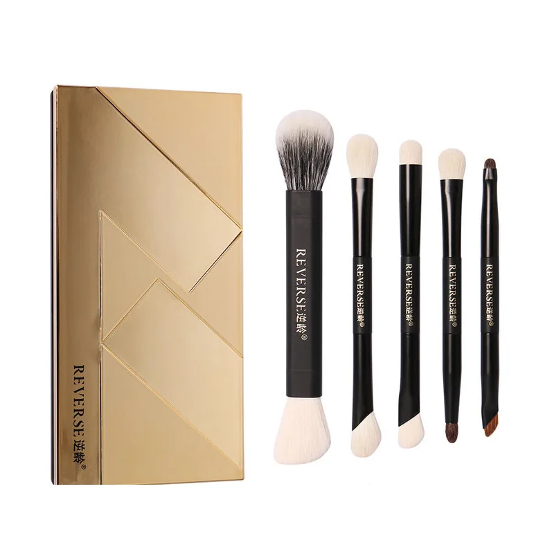 

Антивозрастной набор двусторонних кистей для макияжа для удобного хранения кистей для теней для век, контурных румян, портативных мягких щетинок