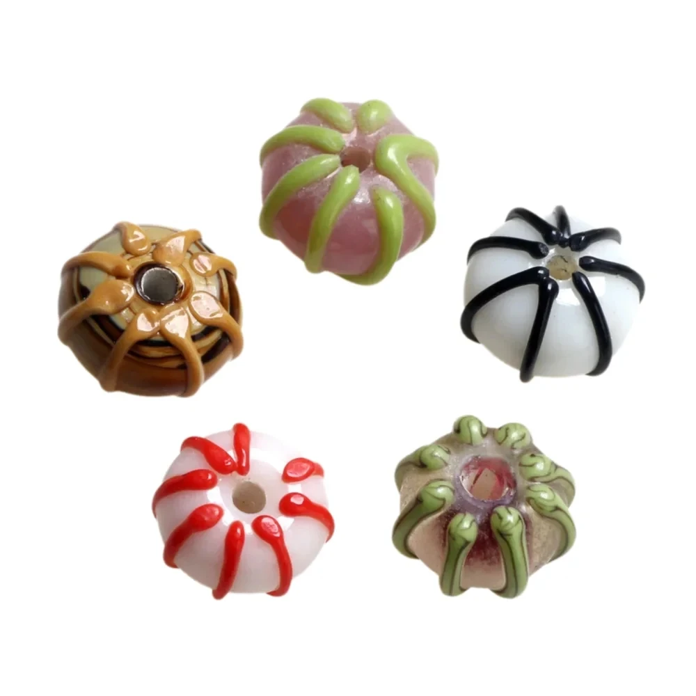 2PCS/LOT Nature Pumpkin Stripes Style Handmade Lampwork Glass Beads For Jewelry Making Accessories DIY Charm Earring Bracelets