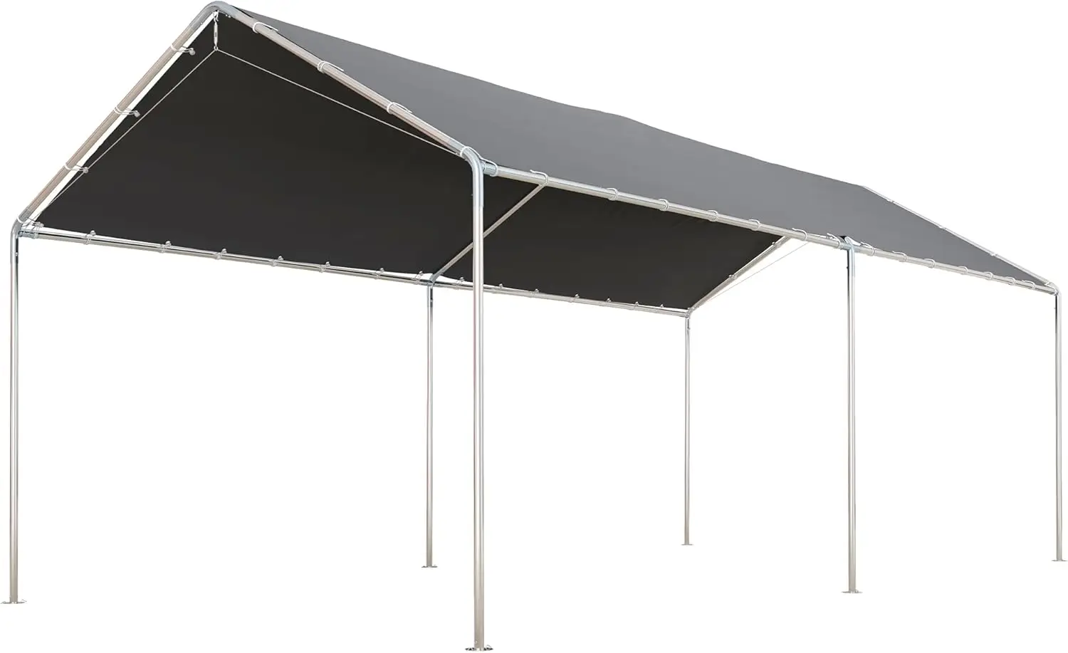 10'X20' Carport Heavy Duty Galvanized Car Canopy With Included Anchor Kit, 3 Reinforced Steel Cables, Grey