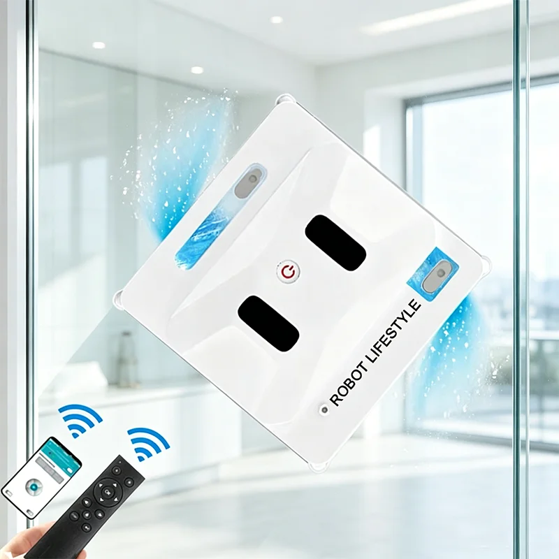 Glass Window Cleaning Robot with Sprayer 53ml Water Tank 2800Pa High Suction APP Control Electric Glass Vacuum Cleaner