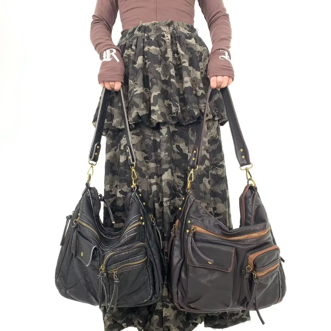 

Ladies' Fashion Y2K Multi Pocket Spicy Girl Shoulder Bag Large Capacity Retro Street Punk Vintage Handbag