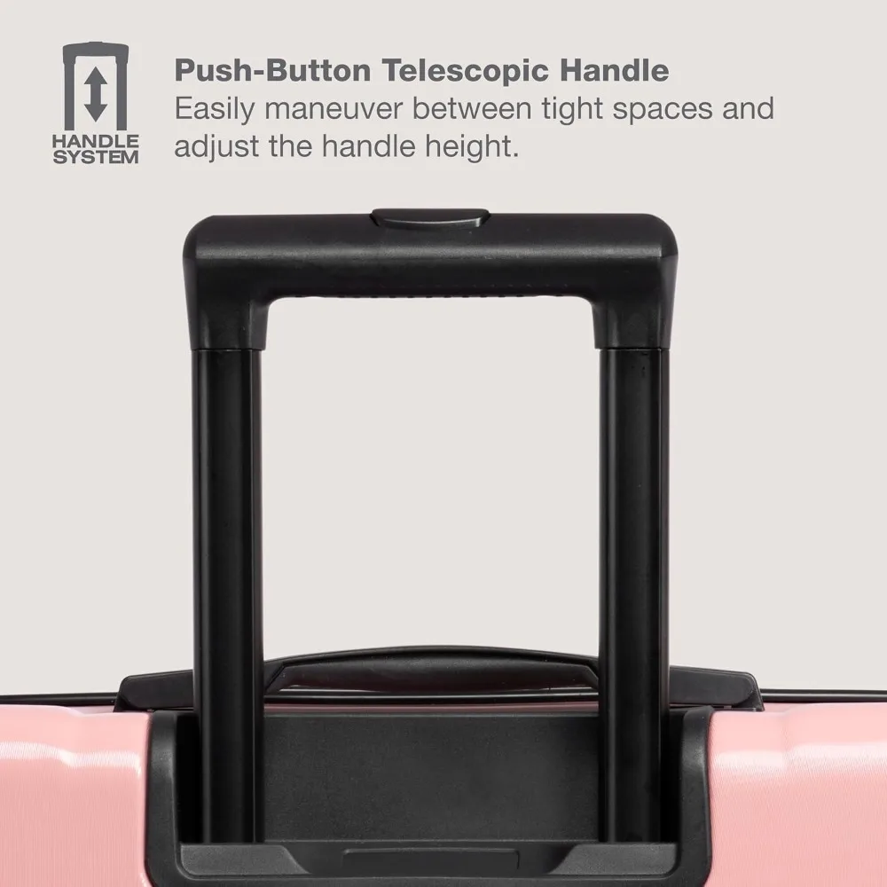 Розовая 22-дюймовая ручная кладь с жесткой спиннером и USB-портом, водонепроницаемая и легкая для женских путешествий