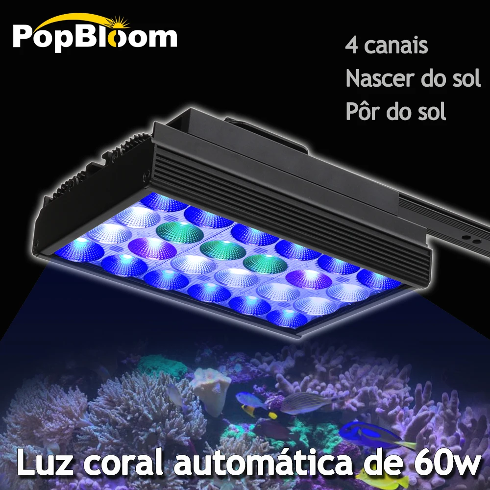 

PopBloom-Marine Aquarium Light, Reef Coral LED Aquarium Lamp, Aquarium LED Light with Timer for 40-60cm SPS, LPS Nano Fish Tank