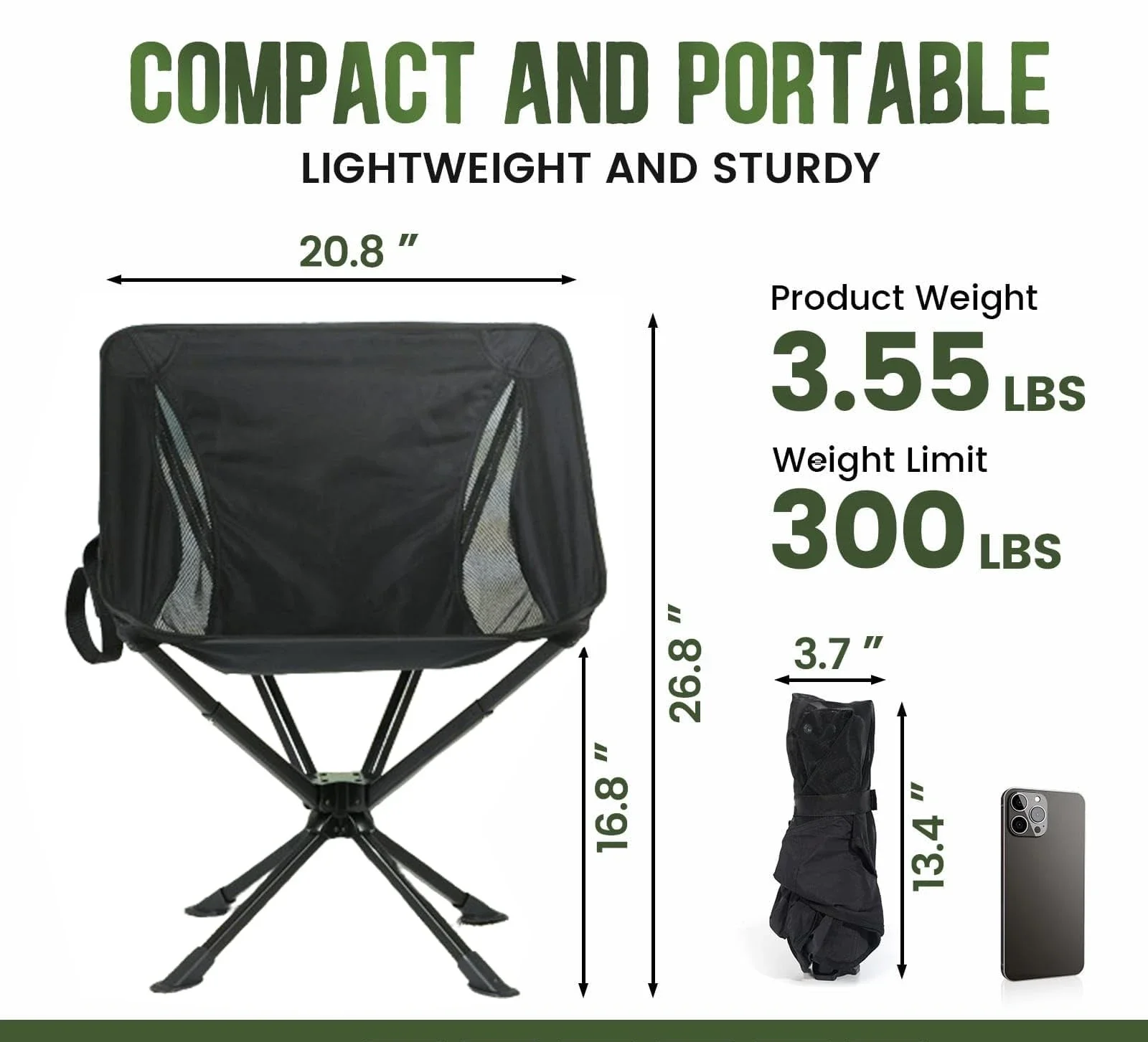 Portable Foldable Swivel Camping Chair Quick Open Rotatable Aluminum Camping Chair Folding Fishing Beach Chair