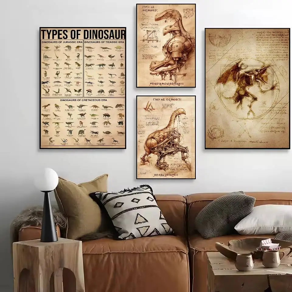 Retro cool dinosaur Series Poster HD home decor sticky wall waterproof home living room bar aesthetic decor - Image 2