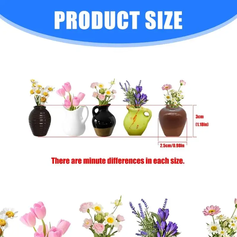 Pacchetto G8TB 5 mini magneti del vaso fiori in plastica per case frigoriferi decori da cucina