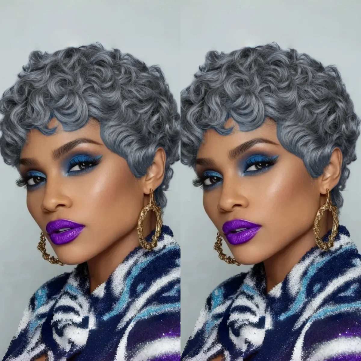 ショートレイヤードピクシーカット人毛ウィッグ（前髪付き）カラフルサマーフルマシンメイドウィッグ