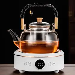 New High Boron Silicon Glass Teapot Chinese Tea Ceremony Transparent Teawear Set Cup Filter Wood Handle Tea Pot 900ML