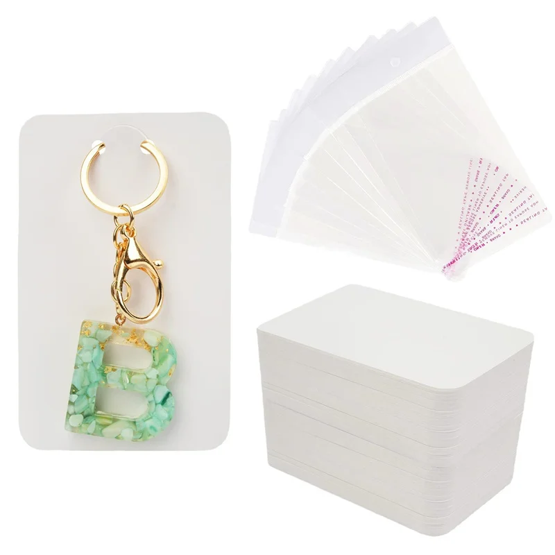 50pcs 6x9cm white/kraft , keychain, necklace, paper card, double-sided blank jewelry display card, Amazon bestsellers in stock