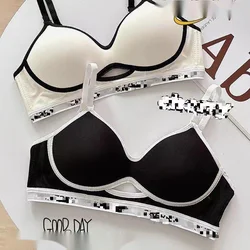 SP&CITY American Style Smooth Gathering Bra For Women Summer Casual Black Traceless Brassier Soft Seamless Comfortable Underwear
