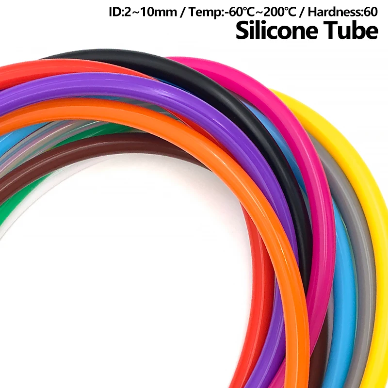 5M Flexible Silicone Tube ID 2mm/3mm/4/5/6/8/10mm/12mm Food Grade Transparent Tubing Rubber Hose Colorful Plumbing Water Pipe