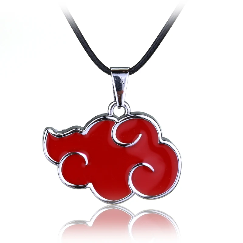 Anime Necklace Jewelry Akatsuki Enamel Red Cloud Pendant Keychain For Women Men Accessories