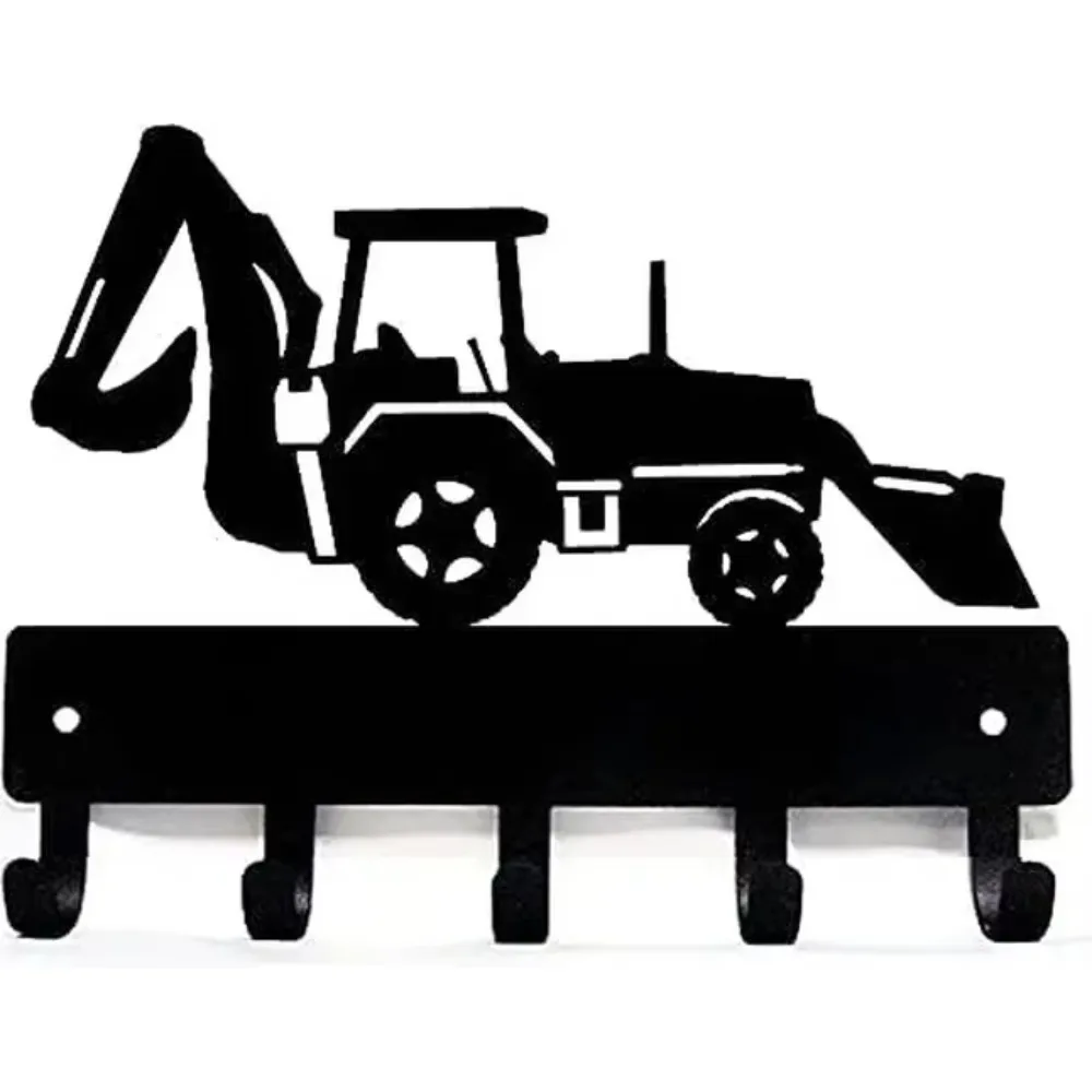 CIFBUY Pretty Wheel Loader Metal Wall Hook Rack Construction Vehicle Silhouette Wall Mount Coat Key Hook Kids Room Decor