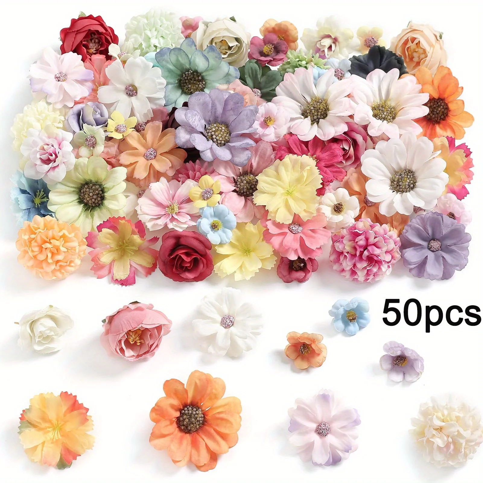 50 Stuks Rose Kunstbloemen Hoofden Zijde Nep Bloemen voor Home Decor Tuin Bruiloft Decoratie Krans Slingers Geschenken Accessoires