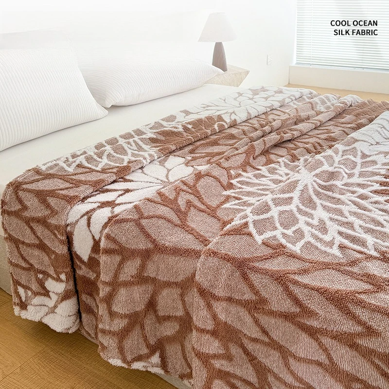 New Rustic Style Soft Plush Warm Winter Blanket Carving Thick Cozy Bedspreads and Coverlets for Bed Sofa Furry Throw Blanket