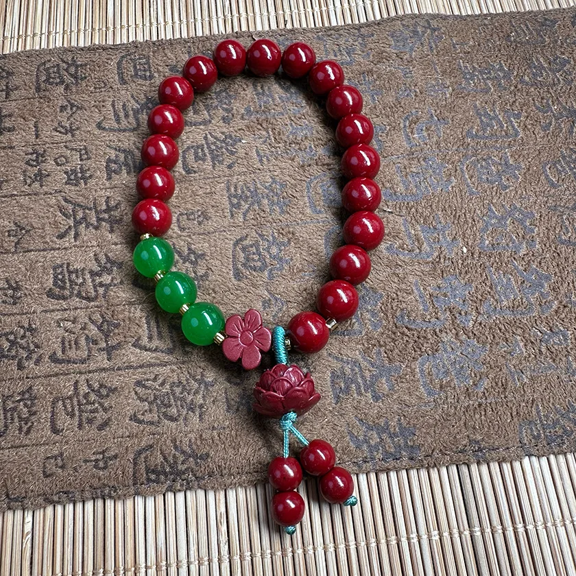 

Women's Cinnabar Bracelet, Men's Lotus Lucky Charm Bracelet, Fashion Jewelry, Gif