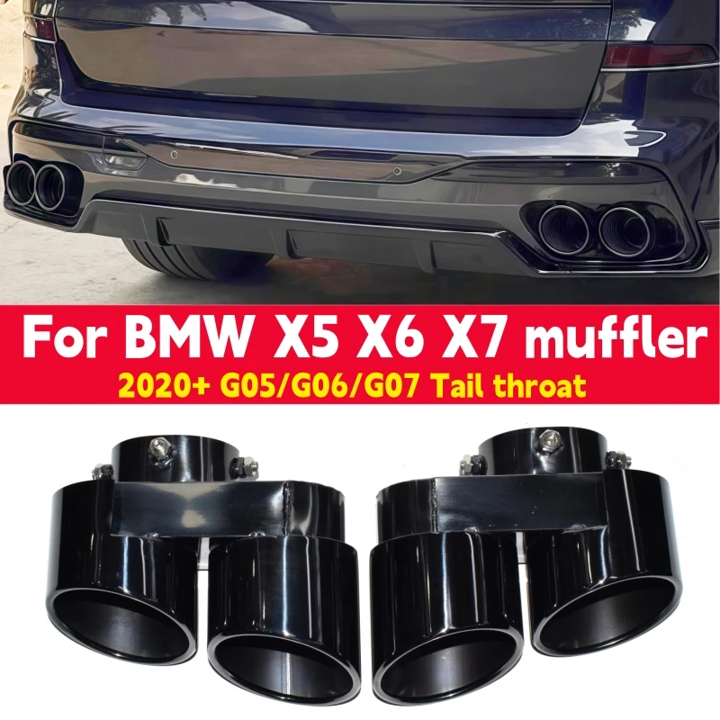 For BMW X5 G05 X6 G05 X7 G07 Exhaust Pipe Tailpipe Upgrade Four Heads Stainless Steel Muffler Carbon Fiber Tip Nozzle