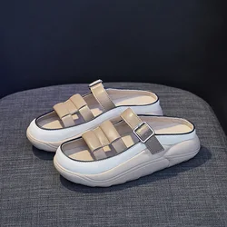 Sandals Women Summer New 2022 Trendyol Slip-on Beach Shoes Woman Mules Ladies Comfortable Thick Bottom Casual Footwear Designer