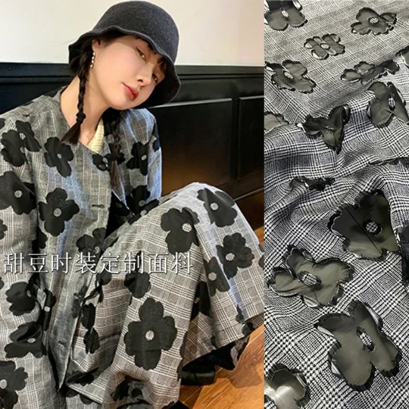 

Пряжа из органзы, жаккардовая ткань, клетчатое платье, плащ, одежда, европейский бренд, модный дизайн, оптовая продажа, ткань на метр