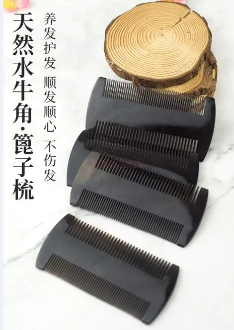 

Scalp massage small comb wholesale natural black buffalo horn comb portable, comb