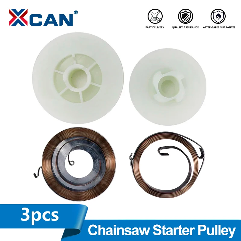 XCAN 3pcs Electric Chainsaw Easy Starter Pulley with 2 Springs Fit Chainsaw 4500 5200 5800 45cc 52cc 58cc Chainsaw Spare Parts