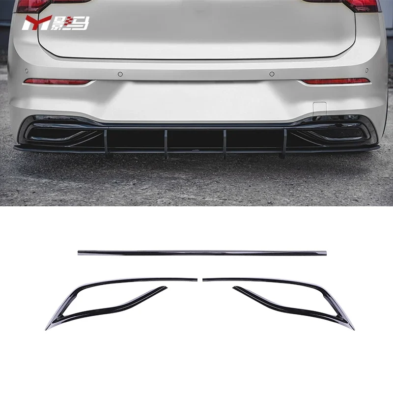 Rear Tail Throat Frame Pipe Trim Decoration cover Bumper Diffuser Exhaust Trim Sticker For VW VIII GOLF 8 MK8 PRO 2021 2022 2023
