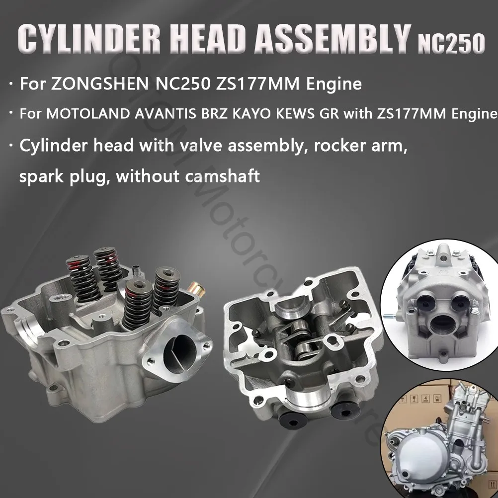 

For ZONGSHEN ZS177MM Motorcycle Cylinder Head Assembly With Valves Rocker Arms Spark Plug NC250 KAYO KEWS GR BRZ HENGJIAN LONCIN