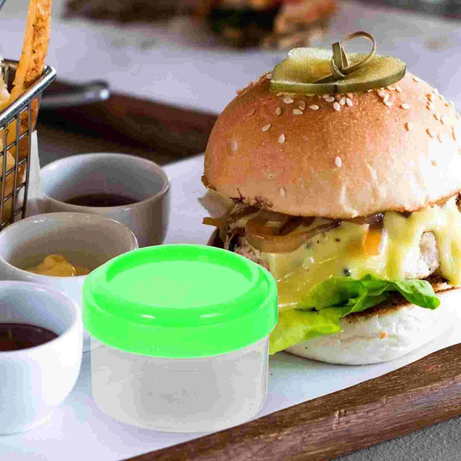 Salad Dressing Container Small Condiment Container with Lids Sauce Cups Plastic Seasoning Box Barbecue Spice Jar