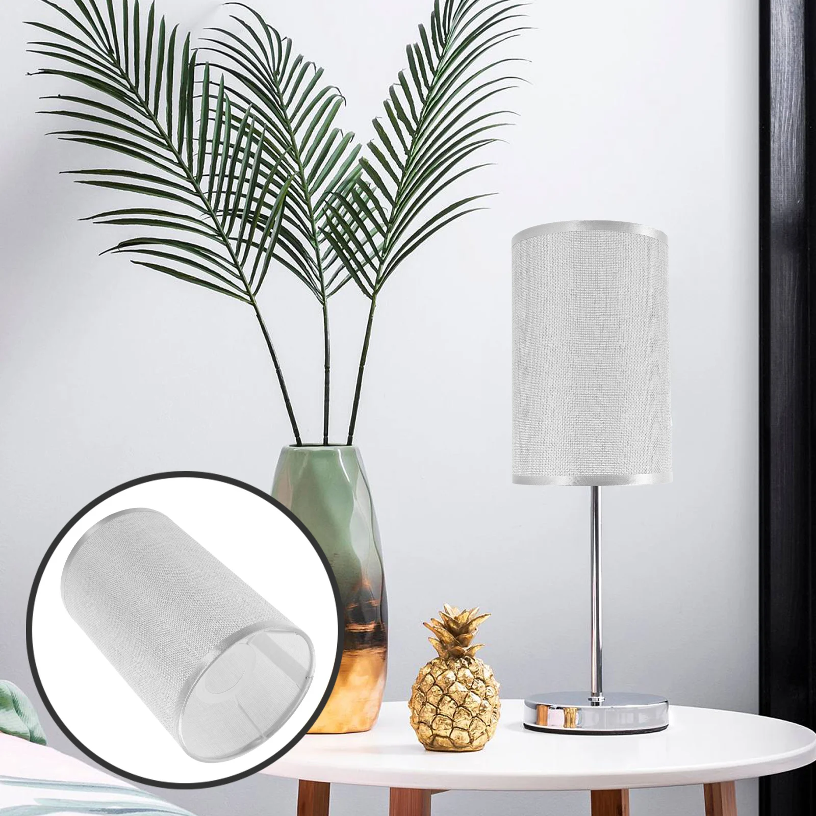 

Round Lampshade Fabric Table Lampshade Bedroom Living Room Soft Light Cover Replacement Modern Minimalist Easy Install