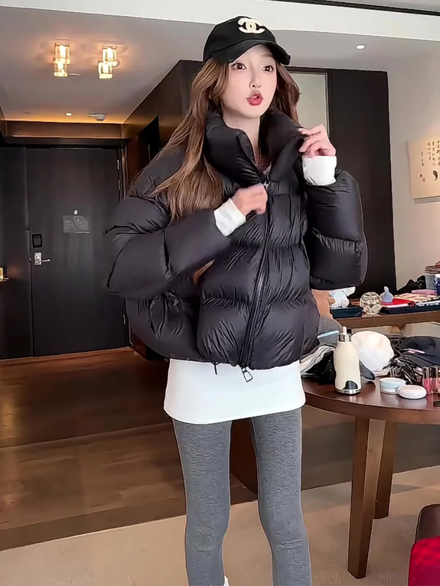 Kendall Jenner inspirado ort Puffer Jaet mujer invierno Thiened pan suelto Sle Bla blanco Du abajo prendas de vestir exteriores