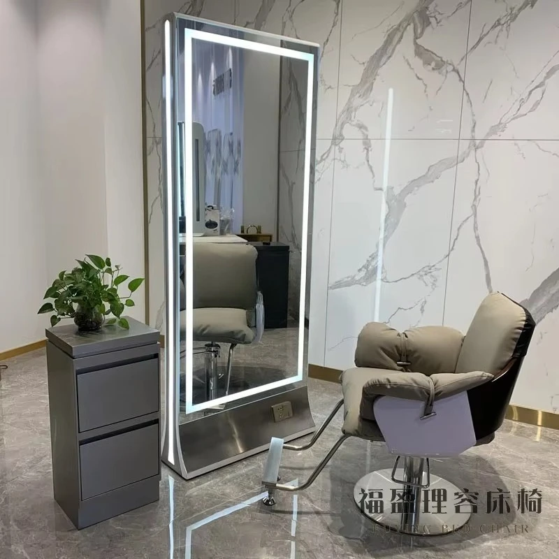 yjq barber shop mirror table hair salon special perm, dyeing and cutting hair stainless steel single and double-sided mirror