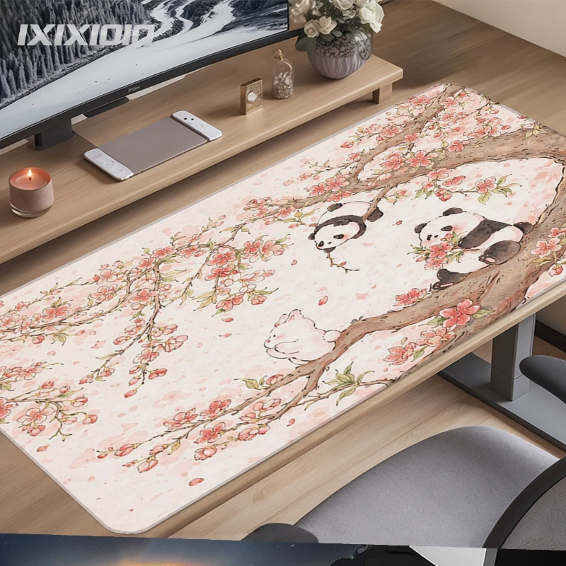 Cherry Blossoms Rabbits Pandas Mouse Pad Gaming XL Large Home Computer Mousepad XXL keyboard pad Carpet Non-Slip Gaming laptop