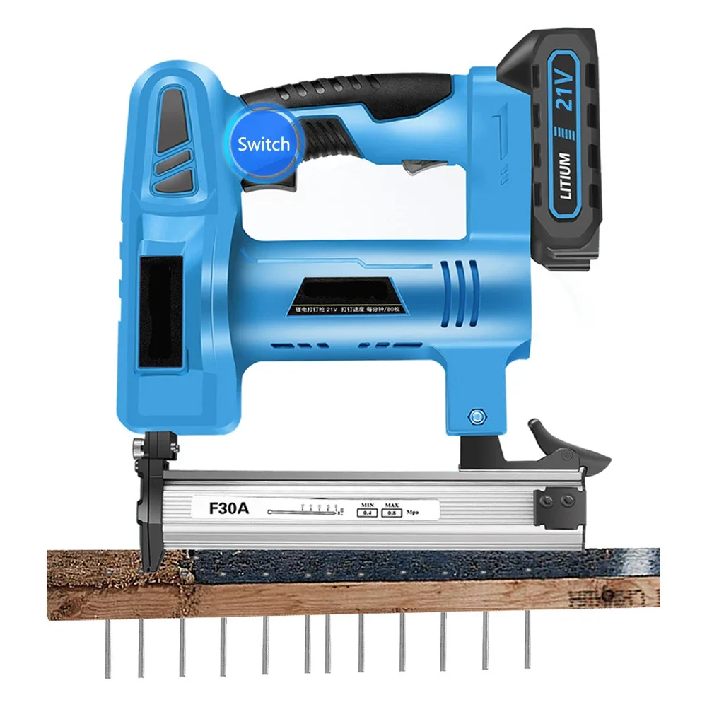 

21V battery powered wireless electric nail gun for woodworking DIY project power tool cordless nail gun with battery and charger