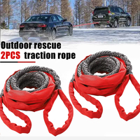2Pcs19800 LBs 9MM X 6M Synthetic Winch Rope with Protective Sleeve Capacity for Truck, 4WD and Off-Road Vehicles Winch Accessory