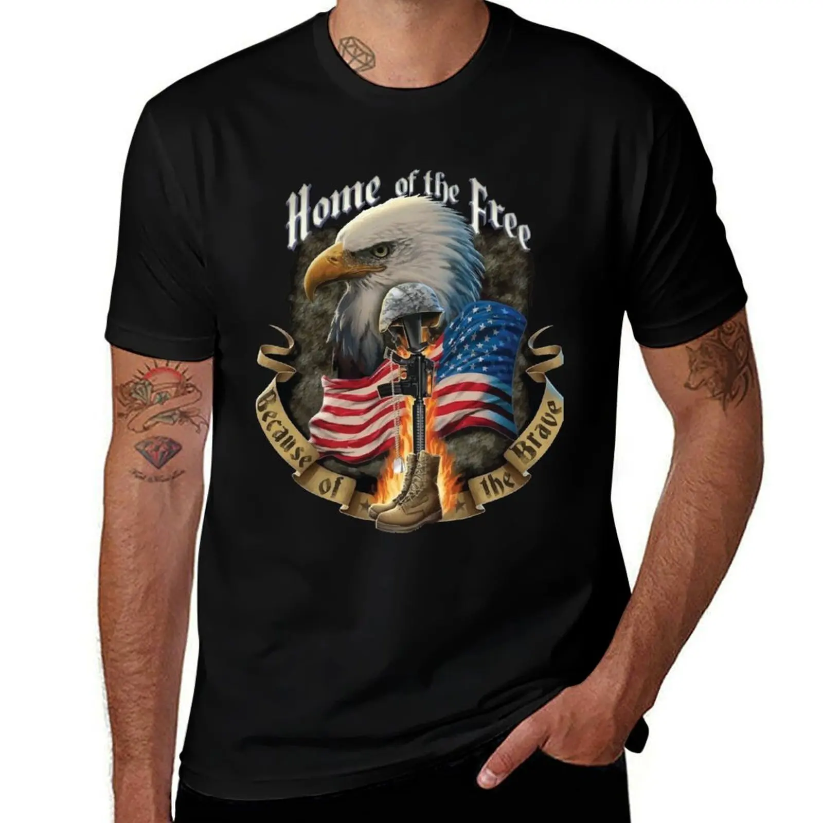 

Home of the free because of the brave - USA T-Shirt t shirt custom print t shirts cotton 100% T-Shirt