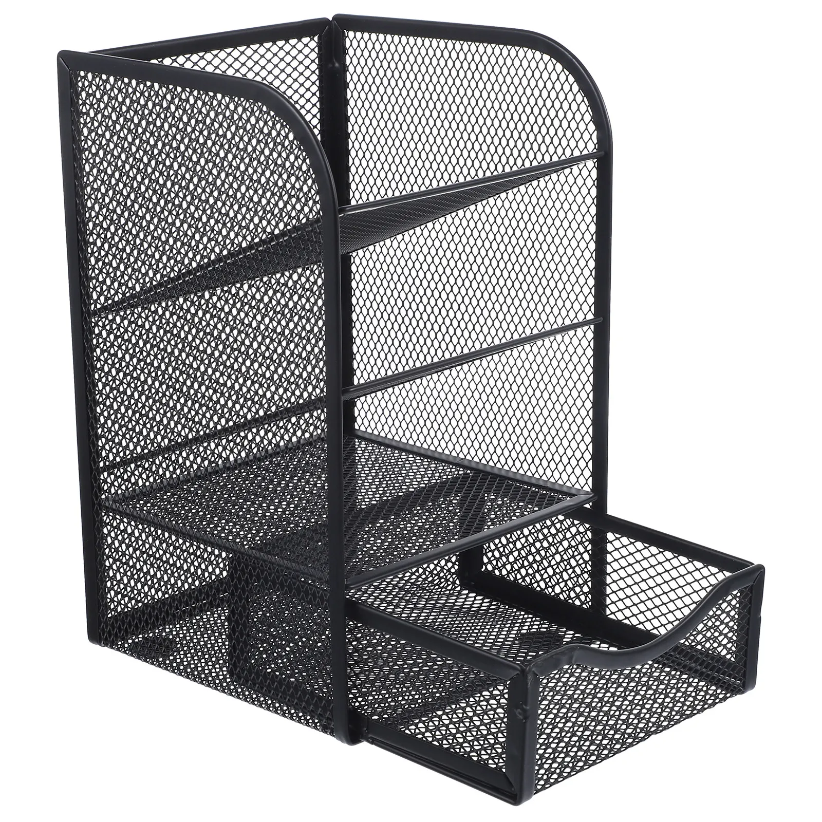 Slant Desktop Organizer Storage Box Divider Compartments Metal Pen Holder Office Privacy Drawer Storage Rack for Desk Use