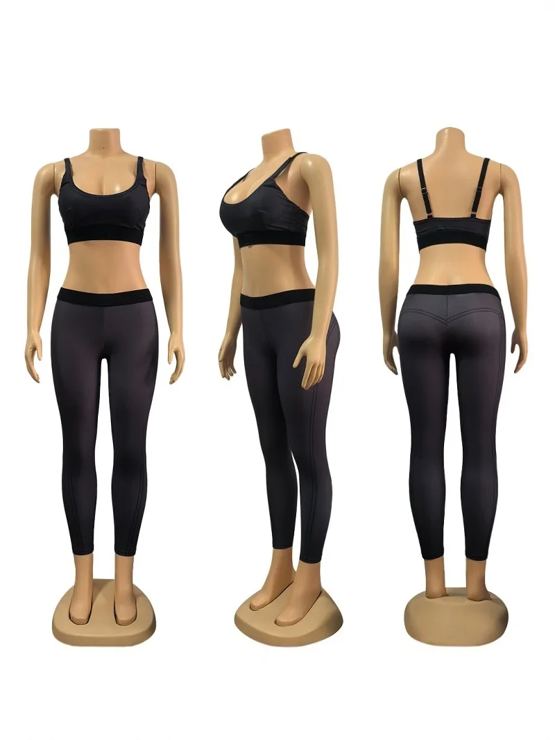 

AIAI Lemon Yoga Sport Sets Bra with Padding Soft Flocking Skin Friendly Comfortable Elastic Vest Pants Pilates Line Leggings