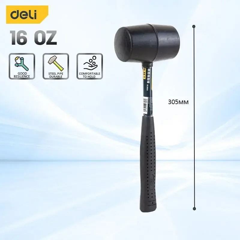 Deli – marteau à maillet en caoutchouc, tête de marteau en caoutchouc Durable pour le Camping, le sol, les piquets de tente, le travail du bois, les tâches de soufflage douces sans dommages