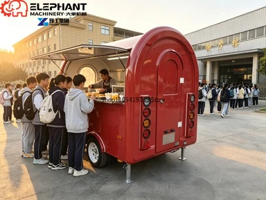 Arc Shaped Catering Trailer Round Body Food Truck Fully Equipped for Street Retail Business