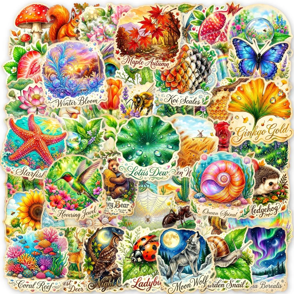 50Pcs Forest Nature Handbook Stickers, Micro Scenery Transparent PET Decals for Creative DIY Journal RecordingYourLife Store