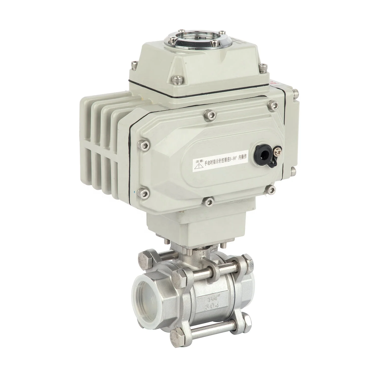 Válvula de bola roscada eléctrica de alto par, AC220V/AC380V, acero inoxidable, DN50-DN80 (2"-3") para sistemas industriales de alta presión