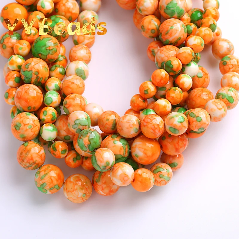 Natural Orange Rain Flower Jasper Beads For Jewelry Making Round Energy Stone Beads Diy Bracelets Accessories 4 6 8 10 12mm 15\