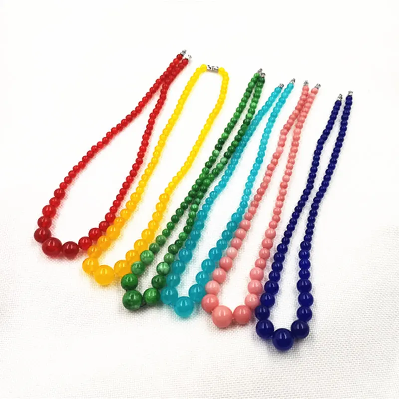 New Colorful Graduated Strand Women's Necklace Red Jade Clavicle Chain