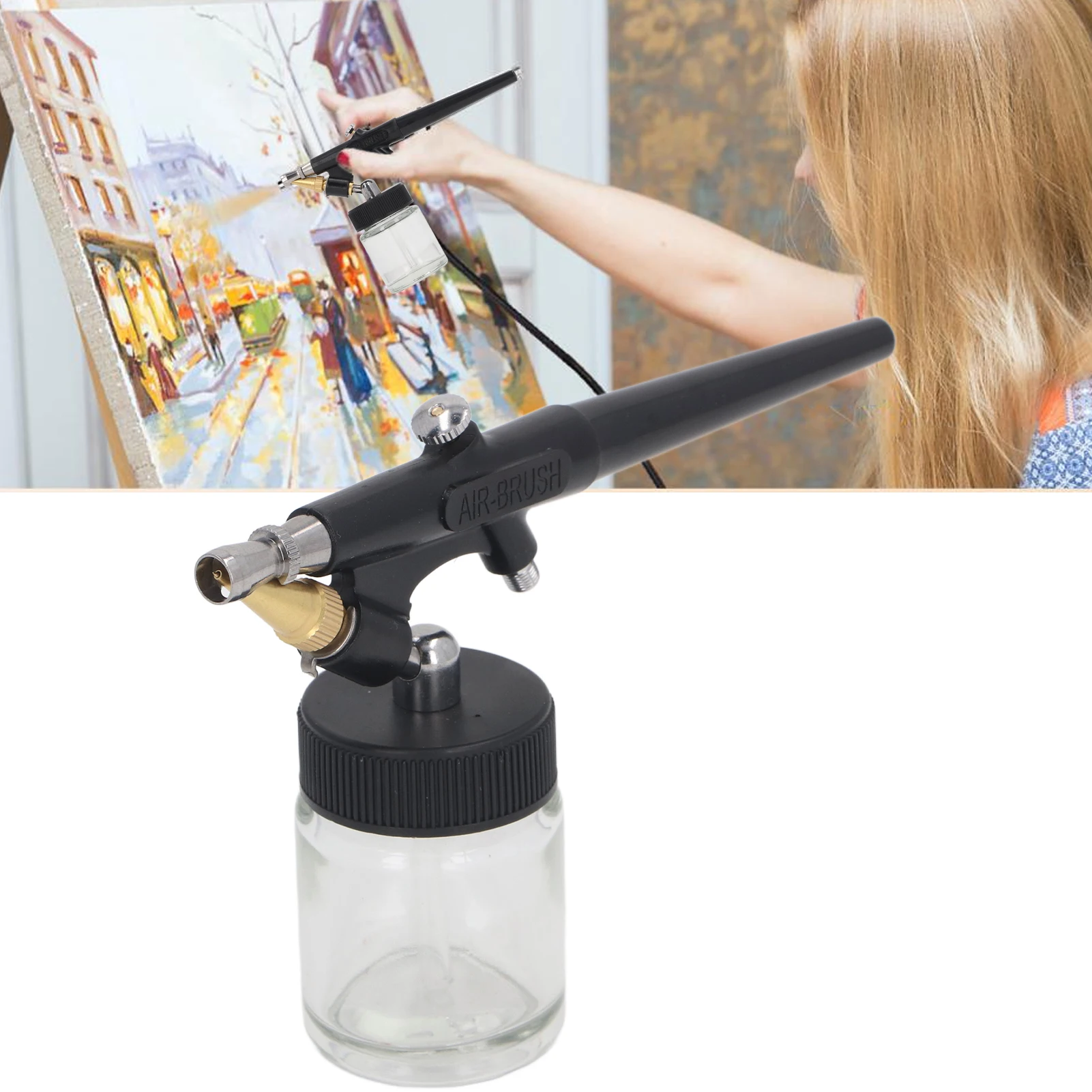Cordless Airbrush Kit Portable Mini for Nails Model Painting Cake Decorating Single Action Lower Pot Spray Dia 0.8mm
