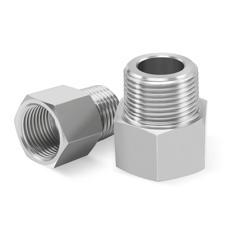 5Pcs 304 stainless steel BSP 1/8 "1/4" 3/8 "1/2" internal thread to external thread pipe fitting adapter metric pressure gauge