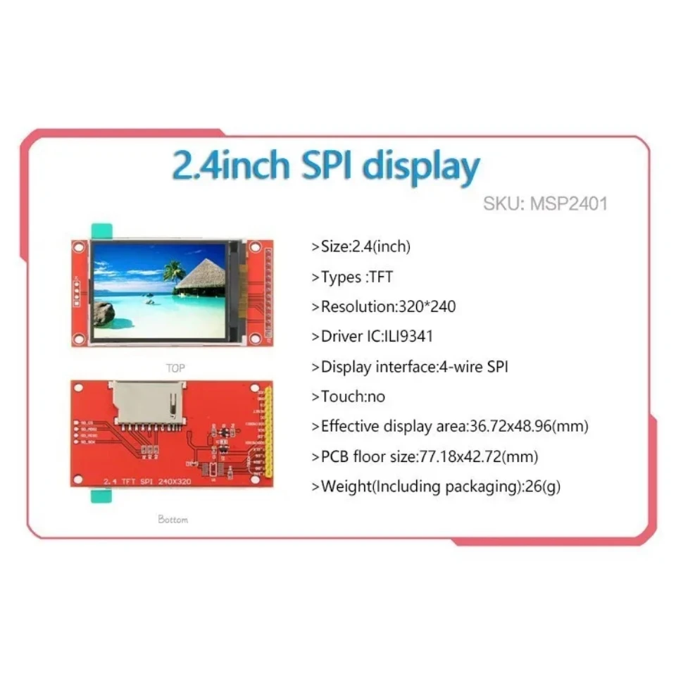 1pcs SPI Serial Port Seriesctouch  2.2/2.4/2.8/3.2/3.5/4.0 Inch TFT LCD  Screen Module  For Stm32 Development Board