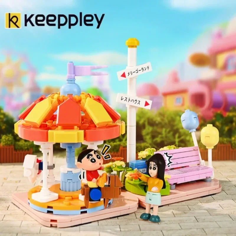 

Keeppley Crayon Shinchan Счастливый парк развлечений, собранные строительные блоки модели украшения-игрушка, детский праздничный подарок